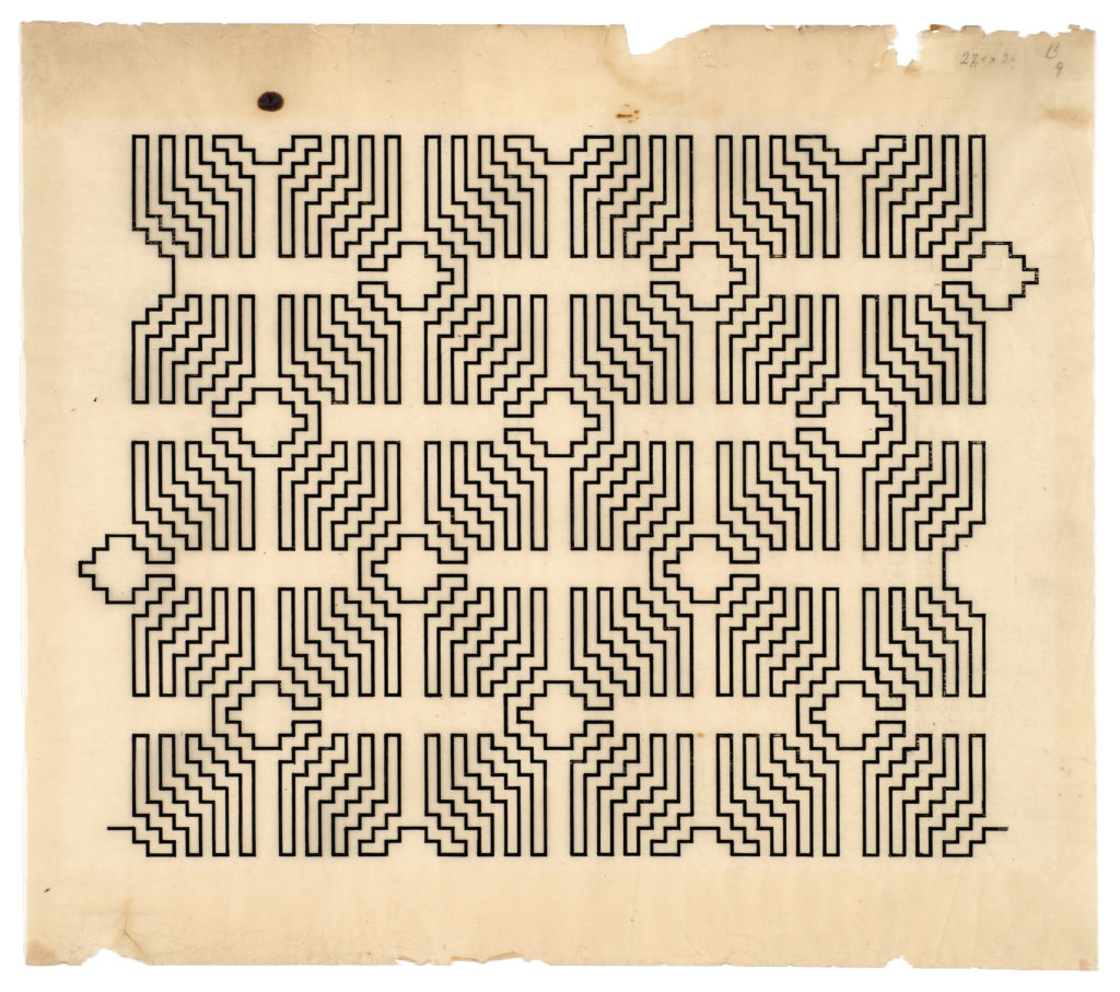 A hand-drawn geometric pattern that echoes on itself. Upon further inspection, it's made of a single line.